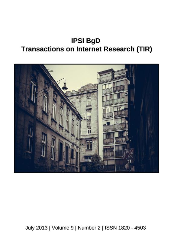 Cover of the book 'Transactions on Internet Research (TIR), Volume 9/2'