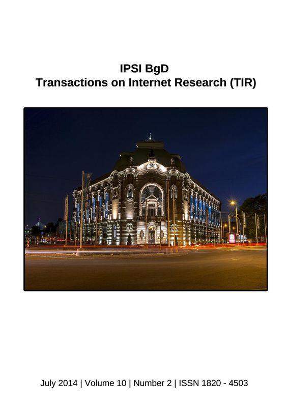 Cover of the book 'Transactions on Internet Research (TIR), Volume 10/2'