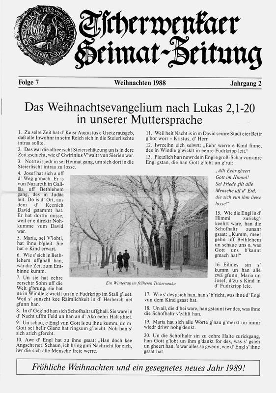 Cover of the book 'Tscherwenkaer Heimat-Zeitung - Das Weihnachtsevangelium nach Lukas 2,1-20 in unserer Muttersprache, Volume 7'