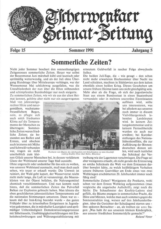 Cover of the book 'Tscherwenkaer Heimat-Zeitung - Sommerliche Zeiten?, Volume 15'