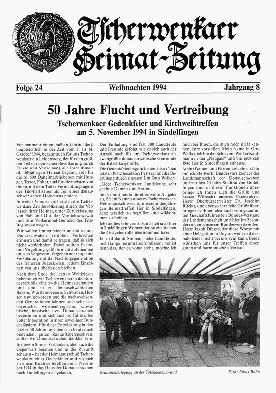 Bucheinband von 'Tscherwenkaer Heimat-Zeitung - 50 Jahre Flucht und Vertreibung, Band 24'