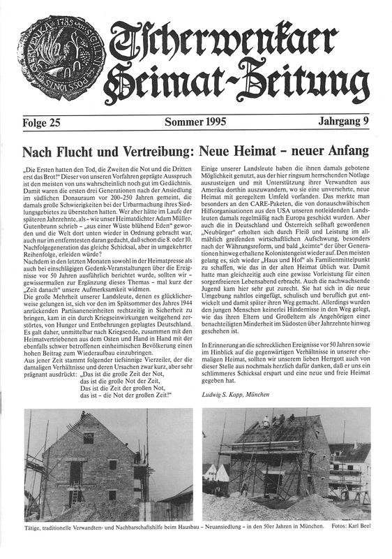 Cover of the book 'Tscherwenkaer Heimat-Zeitung - Nach Flucht und Vertreibung: Neue Heimat - neuer Anfang, Volume 25'