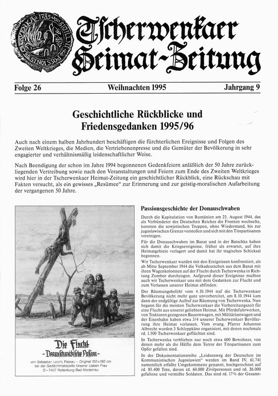 Cover of the book 'Tscherwenkaer Heimat-Zeitung - Geschichtliche Rückblicke und Friedensgedanken 1995/96, Volume 26'