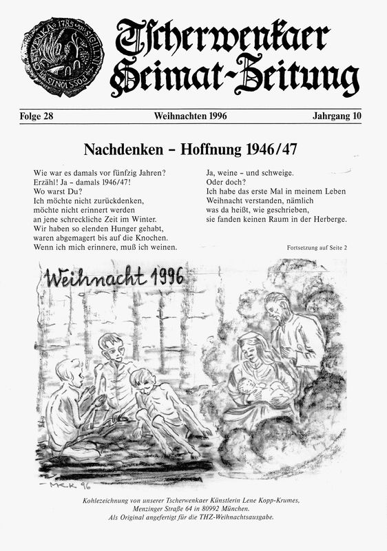 Cover of the book 'Tscherwenkaer Heimat-Zeitung - Nachdenken - Hoffnung 1946/47, Volume 28'