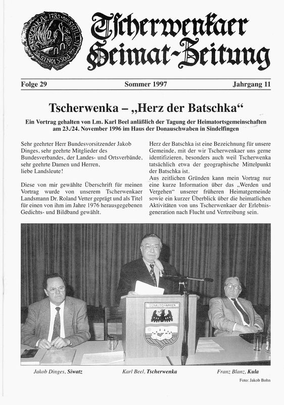 Bucheinband von 'Tscherwenkaer Heimat-Zeitung - Tscherwenka -  "Herz der Batschka", Band 29'