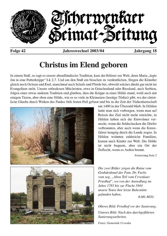 Cover of the book 'Tscherwenkaer Heimat-Zeitung - Christus im Elend geboren, Volume 42'