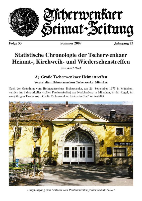 Bucheinband von 'Tscherwenkaer Heimat-Zeitung - Statistische Chronologie der Tscherwenkaer Heimat-, Kirchweih- und Wiedersehenstreffen, Band 53'