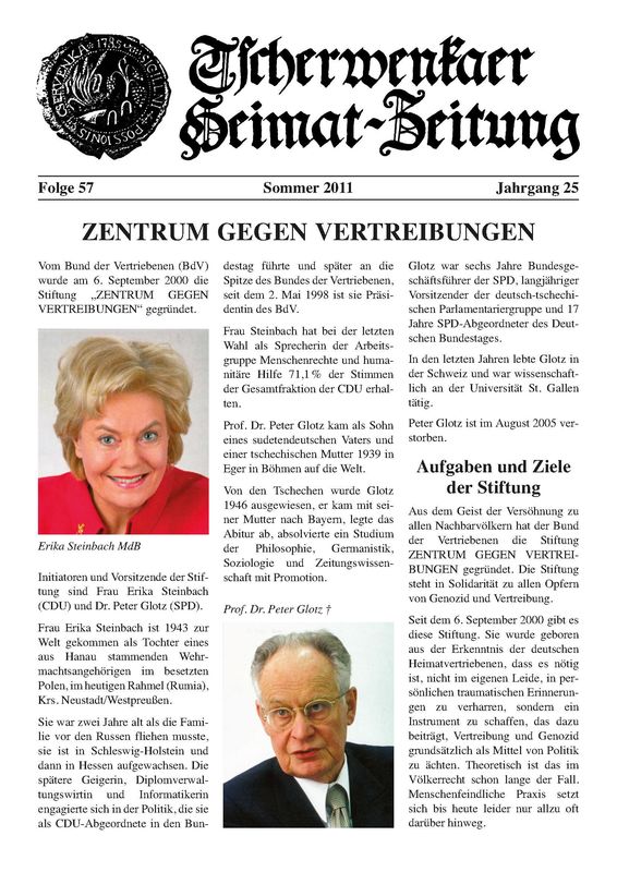 Cover of the book 'Tscherwenkaer Heimat-Zeitung - Zentrum gegen Vertreibungen, Volume 57'