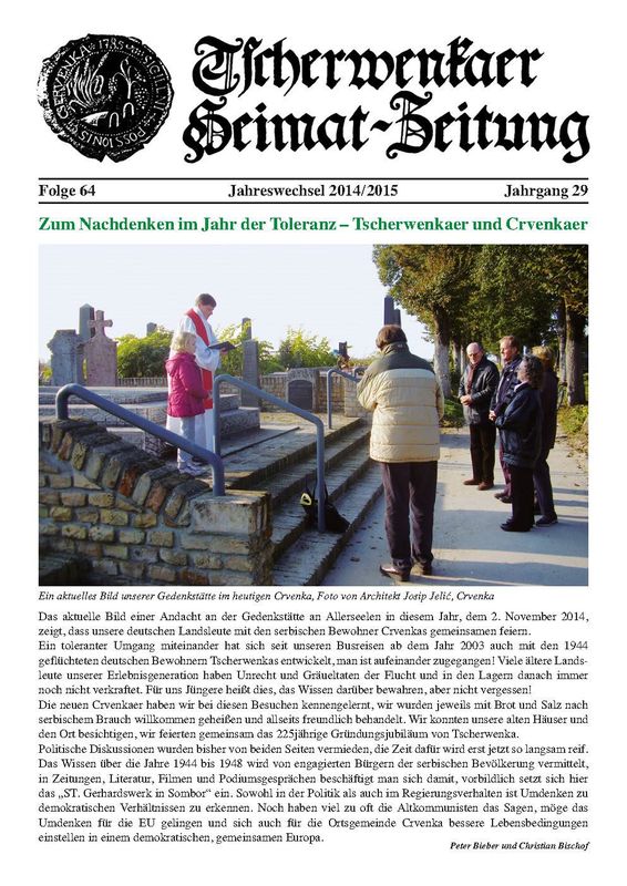 Cover of the book 'Tscherwenkaer Heimat-Zeitung - Zum Nachdenken im Jahr der Toleranz - Tscherwenkaer und Crvenkaer, Volume 64'
