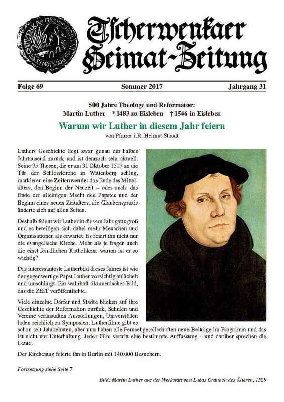 Cover of the book 'Tscherwenkaer Heimat-Zeitung - Warum wir Luther in diesem Jahr feiern, Volume 69'