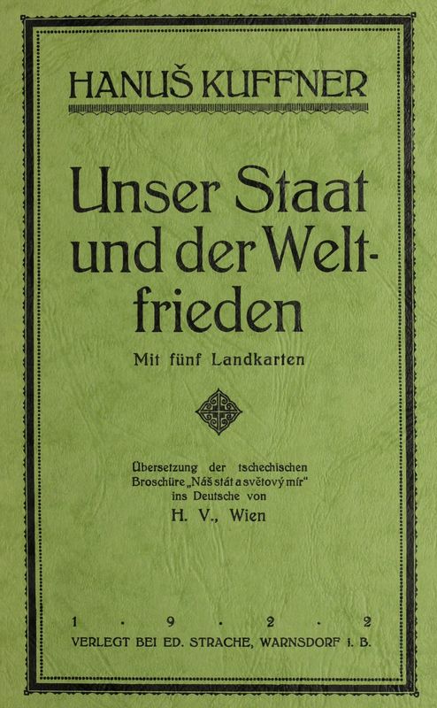 Cover of the book 'Unser Staat und der Weltfrieden'