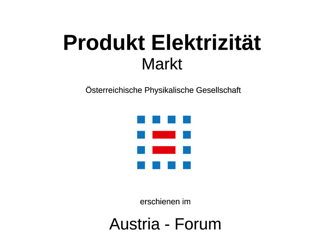 Cover of the book 'Produkt Elektrizität - Markt'