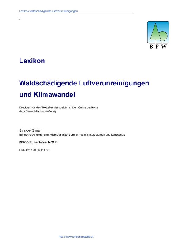 Bucheinband von 'Lexikon - Waldschädigende Luftverunreinigungen und Klimawandel'