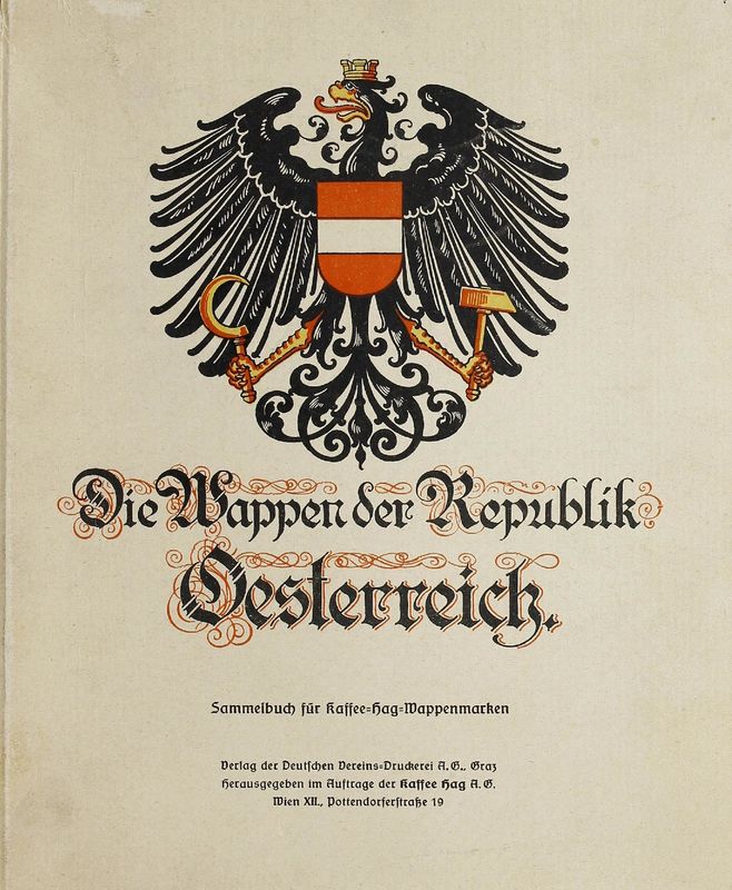 Bucheinband von 'Die Wappen der Republik Oesterreich - Sammelbuch für Kaffee-Hag-Wappenmarken'