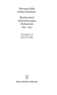 Bild der Seite - (000001) - in Arthur Schnitzler & Hermann Bahr - Briefwechsel, Aufzeichnungen, Dokumente 1891–1931