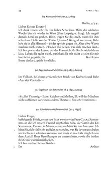 Bild der Seite - 34 - in Arthur Schnitzler & Hermann Bahr - Briefwechsel, Aufzeichnungen, Dokumente 1891–1931