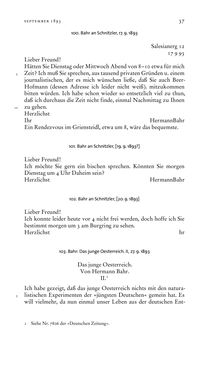 Image of the Page - 37 - in Arthur Schnitzler & Hermann Bahr - Briefwechsel, Aufzeichnungen, Dokumente 1891–1931