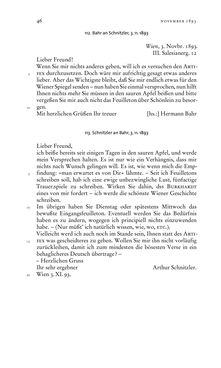 Image of the Page - 46 - in Arthur Schnitzler & Hermann Bahr - Briefwechsel, Aufzeichnungen, Dokumente 1891–1931