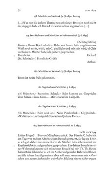 Bild der Seite - 72 - in Arthur Schnitzler & Hermann Bahr - Briefwechsel, Aufzeichnungen, Dokumente 1891–1931