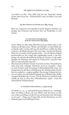 Bild der Seite - 74 - in Arthur Schnitzler & Hermann Bahr - Briefwechsel, Aufzeichnungen, Dokumente 1891–1931