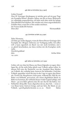 Image of the Page - 176 - in Arthur Schnitzler & Hermann Bahr - Briefwechsel, Aufzeichnungen, Dokumente 1891–1931