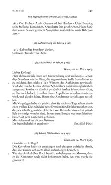 Image of the Page - 249 - in Arthur Schnitzler & Hermann Bahr - Briefwechsel, Aufzeichnungen, Dokumente 1891–1931