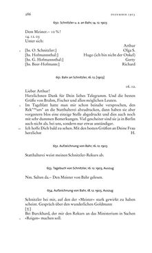 Image of the Page - 286 - in Arthur Schnitzler & Hermann Bahr - Briefwechsel, Aufzeichnungen, Dokumente 1891–1931