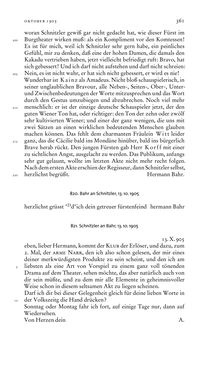 Bild der Seite - 361 - in Arthur Schnitzler & Hermann Bahr - Briefwechsel, Aufzeichnungen, Dokumente 1891–1931