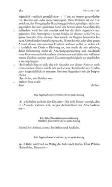 Image of the Page - 384 - in Arthur Schnitzler & Hermann Bahr - Briefwechsel, Aufzeichnungen, Dokumente 1891–1931