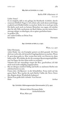 Bild der Seite - 389 - in Arthur Schnitzler & Hermann Bahr - Briefwechsel, Aufzeichnungen, Dokumente 1891–1931