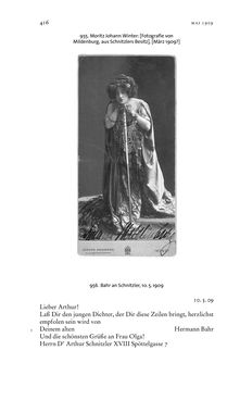 Bild der Seite - 416 - in Arthur Schnitzler & Hermann Bahr - Briefwechsel, Aufzeichnungen, Dokumente 1891–1931