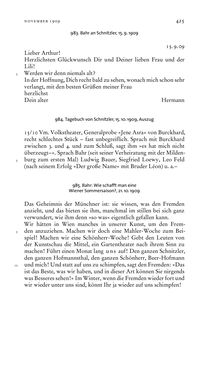 Bild der Seite - 425 - in Arthur Schnitzler & Hermann Bahr - Briefwechsel, Aufzeichnungen, Dokumente 1891–1931
