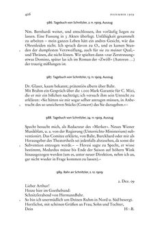 Image of the Page - 426 - in Arthur Schnitzler & Hermann Bahr - Briefwechsel, Aufzeichnungen, Dokumente 1891–1931