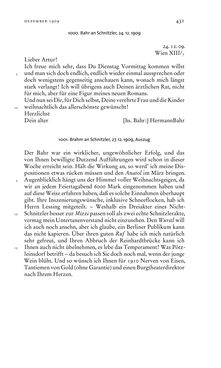 Image of the Page - 431 - in Arthur Schnitzler & Hermann Bahr - Briefwechsel, Aufzeichnungen, Dokumente 1891–1931
