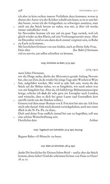 Image of the Page - 438 - in Arthur Schnitzler & Hermann Bahr - Briefwechsel, Aufzeichnungen, Dokumente 1891–1931