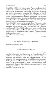 Image of the Page - 445 - in Arthur Schnitzler & Hermann Bahr - Briefwechsel, Aufzeichnungen, Dokumente 1891–1931