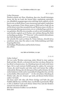 Bild der Seite - 479 - in Arthur Schnitzler & Hermann Bahr - Briefwechsel, Aufzeichnungen, Dokumente 1891–1931