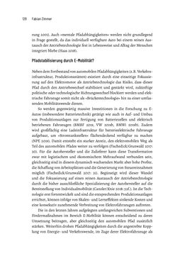 Bild der Seite - 128 - in Baustelle Elektromobilität - Sozialwissenschaftliche Perspektiven auf die Transformation der (Auto-)Mobilität