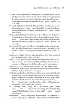 Image of the Page - 407 - in Baustelle Elektromobilität - Sozialwissenschaftliche Perspektiven auf die Transformation der (Auto-)Mobilität