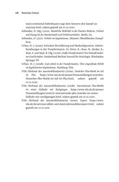 Image of the Page - 408 - in Baustelle Elektromobilität - Sozialwissenschaftliche Perspektiven auf die Transformation der (Auto-)Mobilität