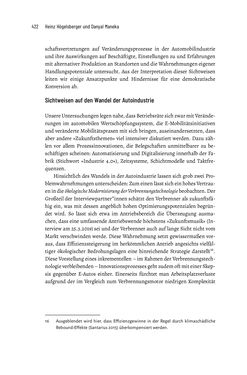 Image of the Page - 422 - in Baustelle Elektromobilität - Sozialwissenschaftliche Perspektiven auf die Transformation der (Auto-)Mobilität