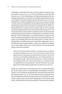 Bild der Seite - 12 - in Bildungs- und Berufsberatung in der Migrationsgesellschaft - Pädagogische Perspektiven auf Beratung zur Anerkennung im Ausland erworbener Qualifikationen