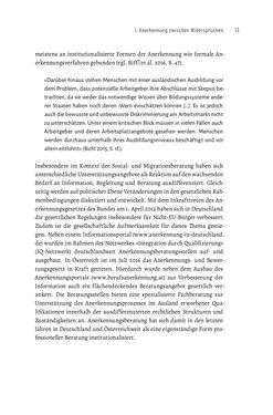 Bild der Seite - 13 - in Bildungs- und Berufsberatung in der Migrationsgesellschaft - Pädagogische Perspektiven auf Beratung zur Anerkennung im Ausland erworbener Qualifikationen