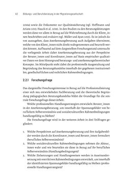 Image of the Page - 40 - in Bildungs- und Berufsberatung in der Migrationsgesellschaft - Pädagogische Perspektiven auf Beratung zur Anerkennung im Ausland erworbener Qualifikationen