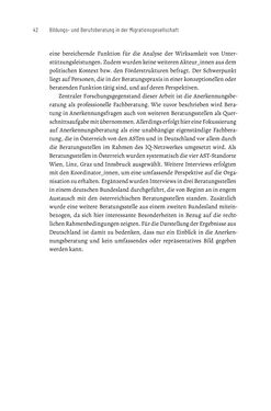 Image of the Page - 42 - in Bildungs- und Berufsberatung in der Migrationsgesellschaft - Pädagogische Perspektiven auf Beratung zur Anerkennung im Ausland erworbener Qualifikationen