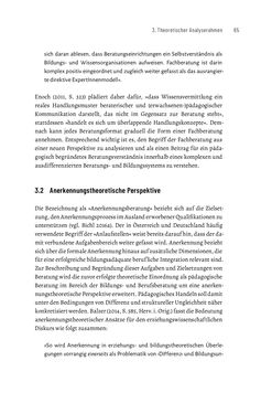 Image of the Page - 65 - in Bildungs- und Berufsberatung in der Migrationsgesellschaft - Pädagogische Perspektiven auf Beratung zur Anerkennung im Ausland erworbener Qualifikationen