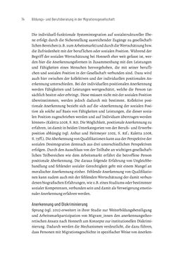 Image of the Page - 74 - in Bildungs- und Berufsberatung in der Migrationsgesellschaft - Pädagogische Perspektiven auf Beratung zur Anerkennung im Ausland erworbener Qualifikationen