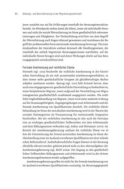 Image of the Page - 80 - in Bildungs- und Berufsberatung in der Migrationsgesellschaft - Pädagogische Perspektiven auf Beratung zur Anerkennung im Ausland erworbener Qualifikationen