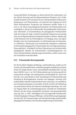 Image of the Page - 84 - in Bildungs- und Berufsberatung in der Migrationsgesellschaft - Pädagogische Perspektiven auf Beratung zur Anerkennung im Ausland erworbener Qualifikationen