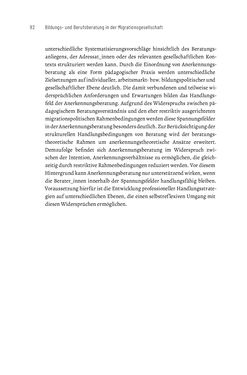 Image of the Page - 92 - in Bildungs- und Berufsberatung in der Migrationsgesellschaft - Pädagogische Perspektiven auf Beratung zur Anerkennung im Ausland erworbener Qualifikationen